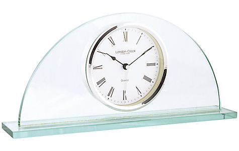 Half Moon Glass Mantel Clock by London Clock