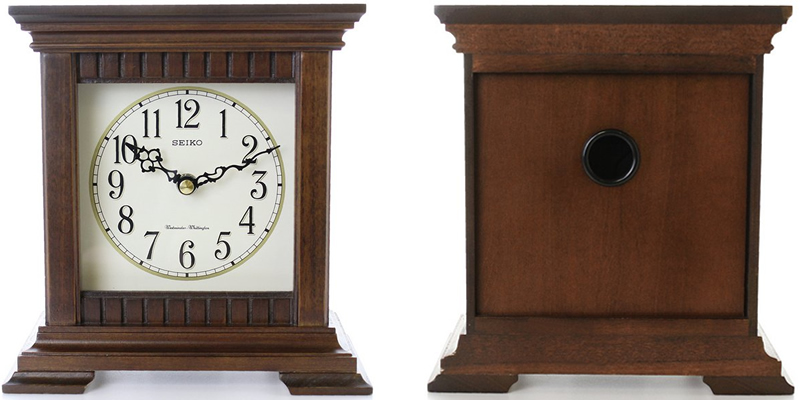 Seiko Wooden Square Dual Chime Mantel Clock