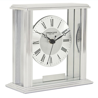 Silver Flat Top Mantel Clock by London Clock | 06399